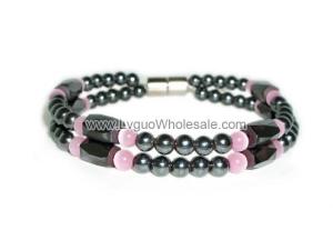 Magnet Clasp - 18cm Hematite Stone Beaded Bracelet